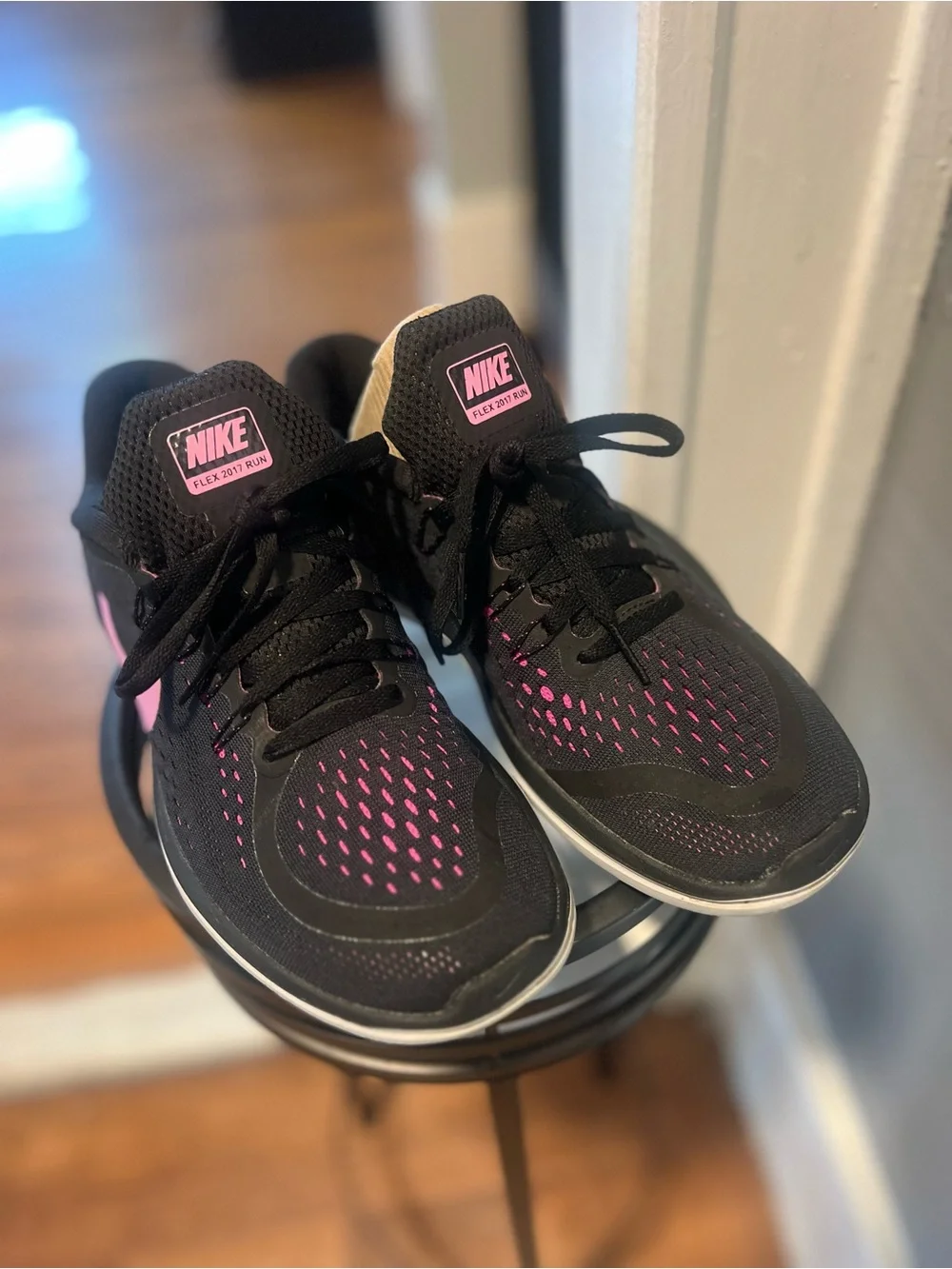 Nike Black and Pink Women's Athletic Running Shoes